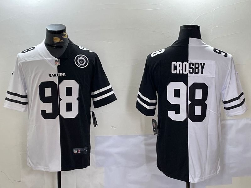 Men Oakland Raiders 98 Crosby Black White Nike 2024 Limited NFL Jersey style 3